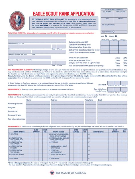 Eagle Scout Rank Application .
